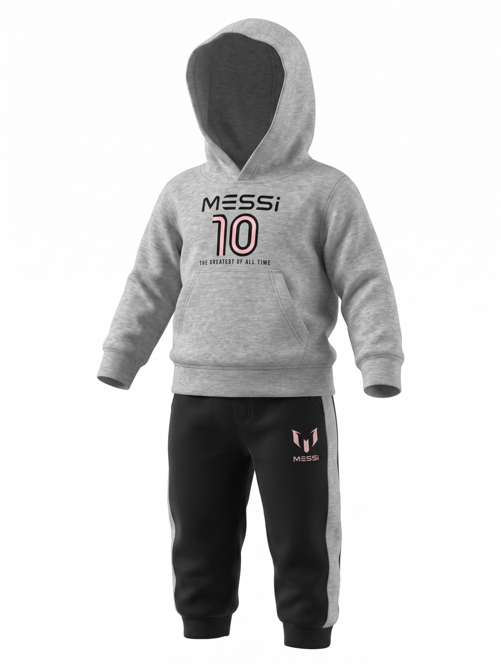 NWT Boys Lionel Messi 2-Piece Fleece Hoodie & Jogger Set Heather Grey(12 Months)